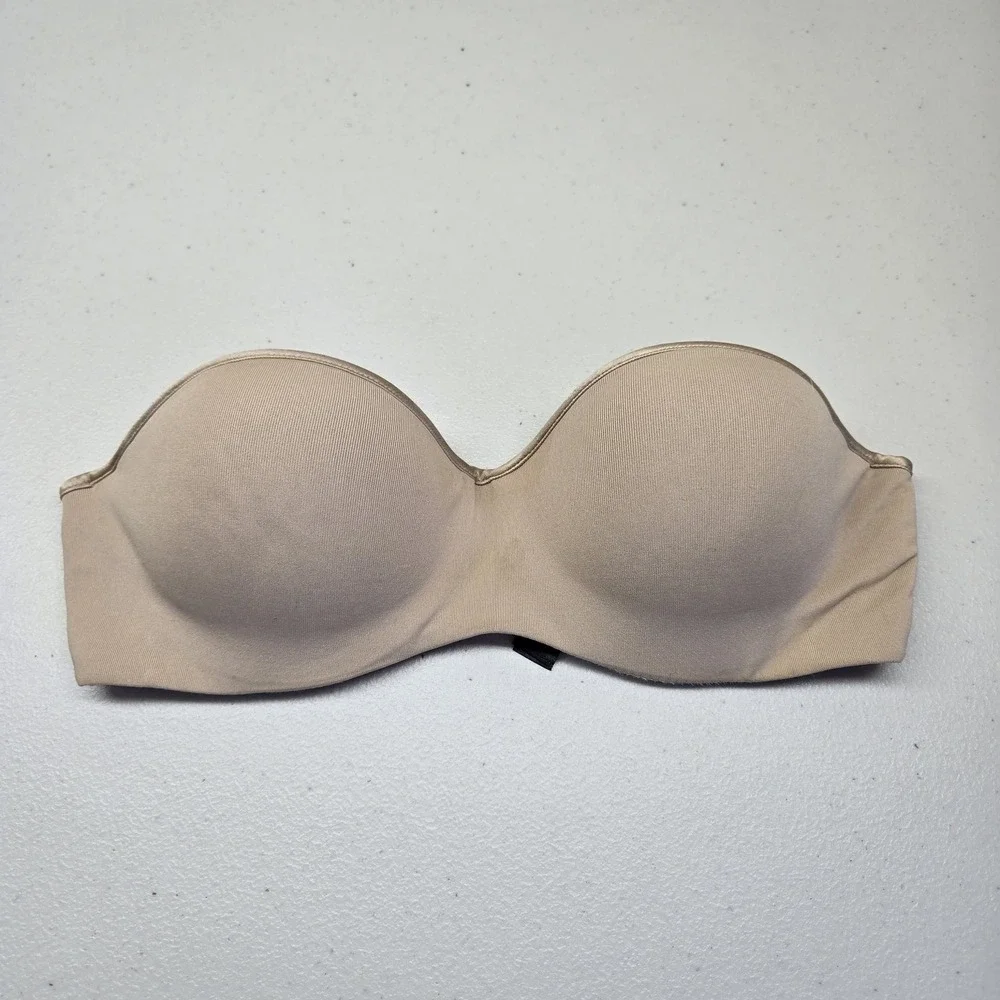 Natori Women Bra 32C Beige Strapless Underwired Smooth Underwire